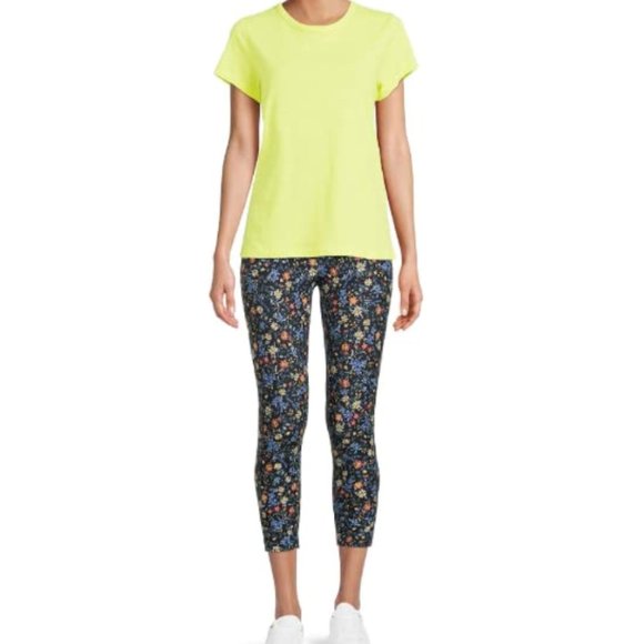 Time and Tru Women's Slub Crew T-Shirt Relaxed Fit Yellow - Picture 3 of 4
